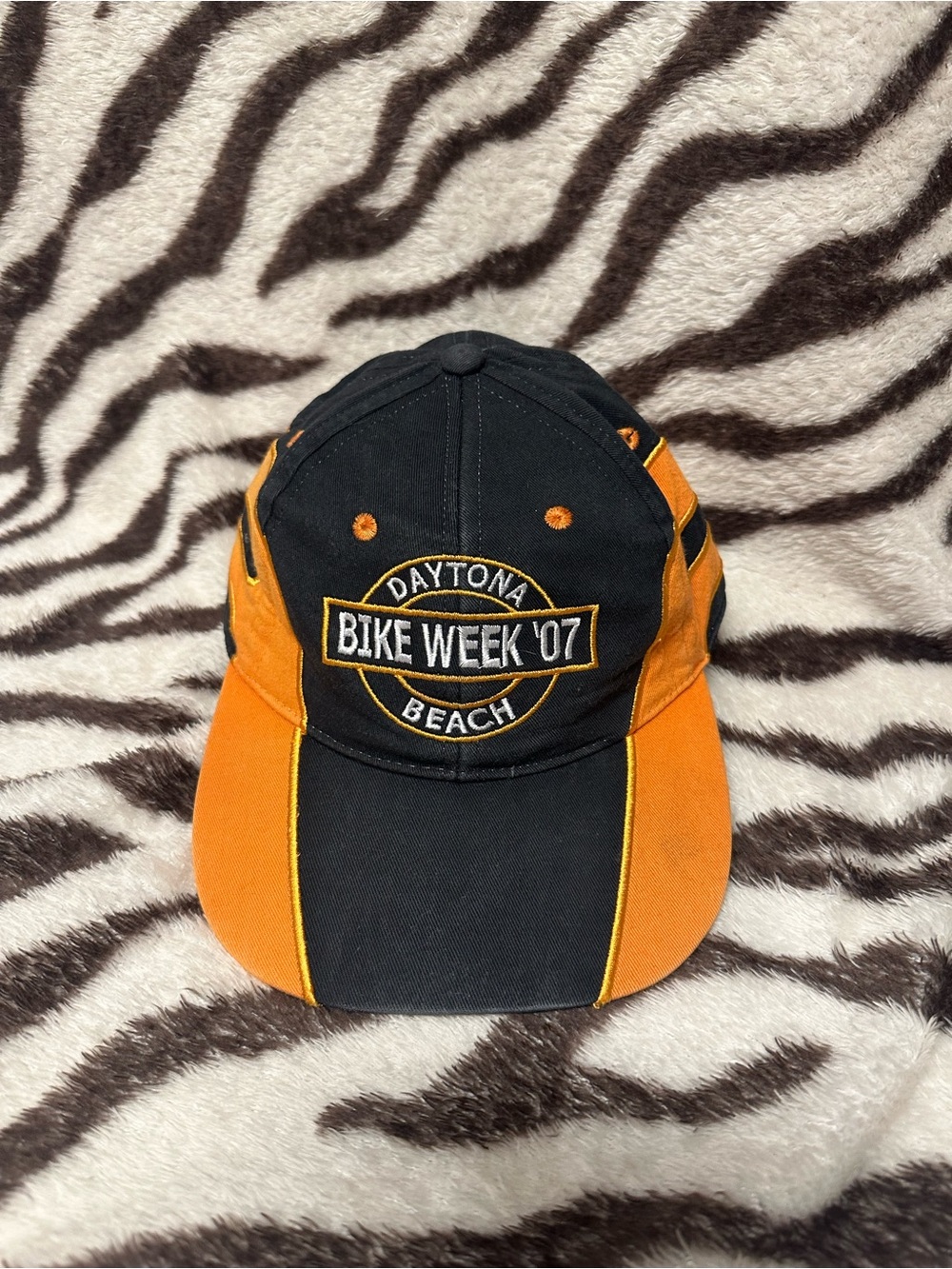 Bike Week '07 Daytona Beach Two-Tone Black and Orange Cap